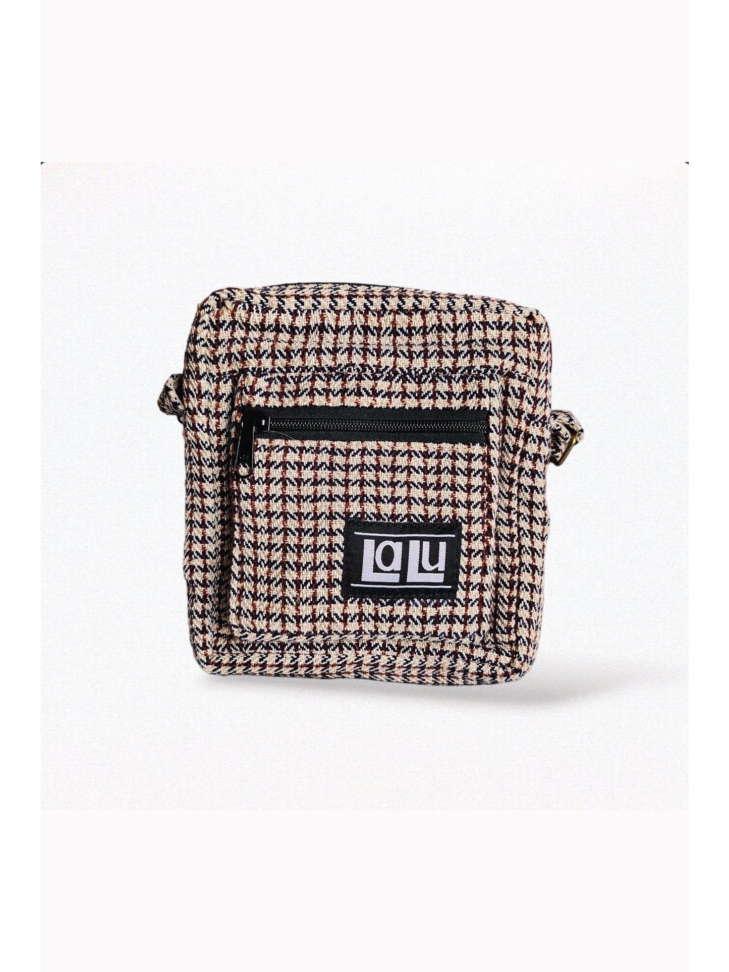 Ravi Checkered Crossbody Bag | Nettle and cotton