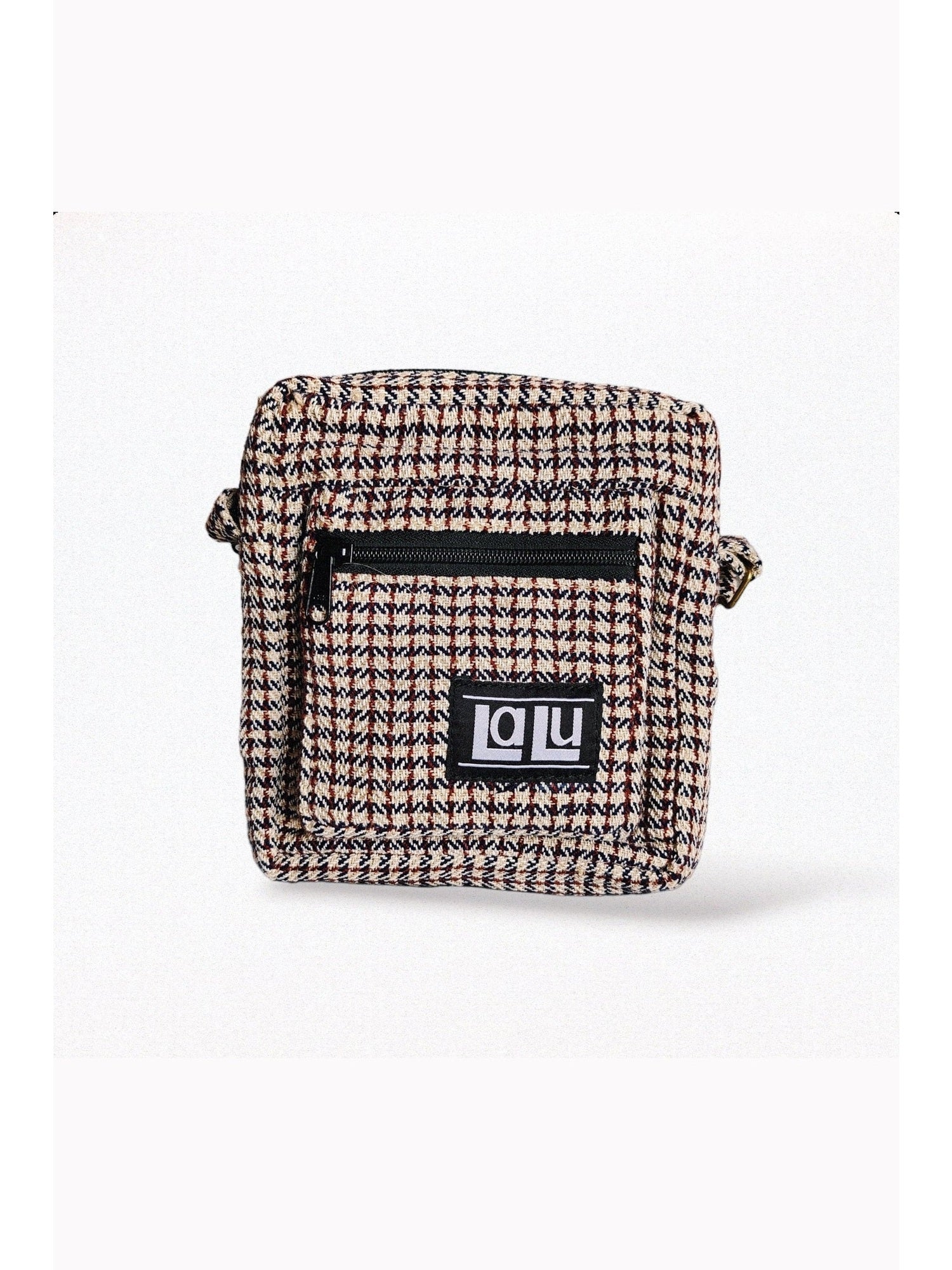 Ravi Checkered Crossbody Bag | Nettle and cotton