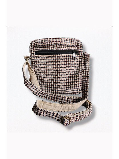 Ravi Checkered Crossbody Bag | Nettle and cotton